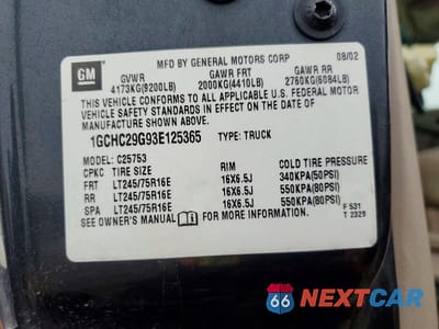 Zdjęcie 13 z 13 samochodu: 2003 CHEVROLET SILVERADO C2500 HEAVY DUTY VIN:1GCHC29G93E125365 - miniatura
