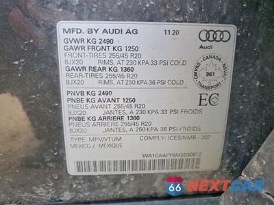 Zdjęcie 14 z 14 samochodu: 2021 AUDI Q5 PROGRESSIV VIN:WA1EAAFY8M2030812 - miniatura