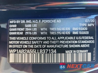 Zdjęcie 13 z 13 samochodu: 2020 PORSCHE MACAN S VIN:WP1AB2A55LLB37134 - miniatura