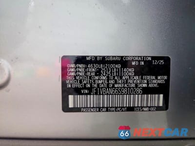 Zdjęcie 12 z 12 samochodu: 2025 SUBARU WRX VIN:JF1VBAN66S9810286 - miniatura