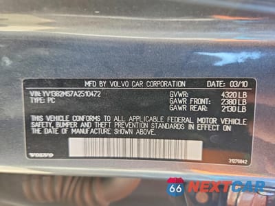 Zdjęcie 12 z 12 samochodu: 2010 VOLVO S40 2.4I VIN:YV1382MS7A2510472 - miniatura