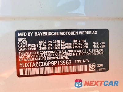 Zdjęcie 14 z 14 samochodu: 2023 BMW X5 XDRIVE45E VIN:5UXTA6C06P9P13563 - miniatura