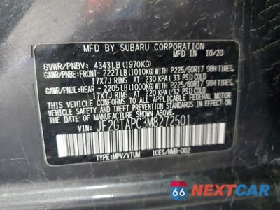 Zdjęcie 13 z 13 samochodu: 2021 SUBARU CROSSTREK PREMIUM VIN:JF2GTAPC3M8272501 - miniatura