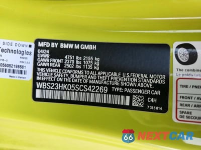 Zdjęcie 12 z 12 samochodu: 2025 BMW M4 COMPETITION VIN:WBS23HK05SCS42269 - miniatura