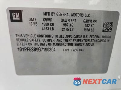 Zdjęcie 12 z 12 samochodu: 2016 CHEV CRUZE LIMITED LT VIN:1G1PF5SB9G7190304 - miniatura