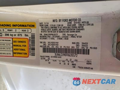 Zdjęcie 12 z 12 samochodu: 2015 LINCOLN MKZ VIN:3LN6L2J90FR620572 - miniatura
