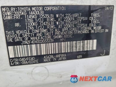 Zdjęcie 13 z 13 samochodu: 2012 TOYOTA RAV4 BASE VIN:JTMZF4DV0CD033239 - miniatura