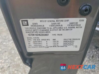 Zdjęcie 12 z 12 samochodu: 2006 GMC NEW SIERRA K1500 VIN:1GTEK19Z46Z253687 - miniatura