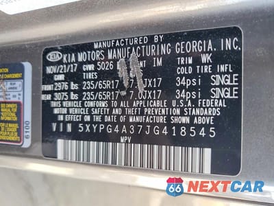 Zdjęcie 13 z 13 samochodu: 2018 KIA SORENTO L VIN:5XYPG4A37JG418545 - miniatura