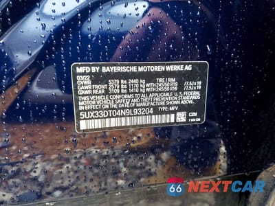 Zdjęcie 12 z 12 samochodu: 2022 BMW X4 XDRIVE30I VIN:5UX33DT04N9L93204 - miniatura