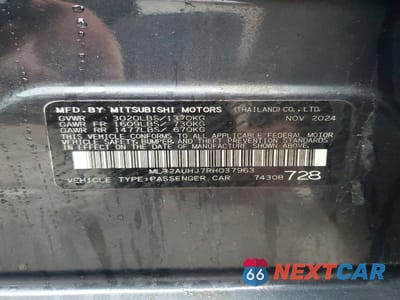 Zdjęcie 13 z 13 samochodu: 2024 MITSUBISHI MIRAGE ES VIN:ML32AUHJ7RH037963 - miniatura
