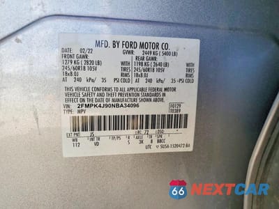 Zdjęcie 13 z 13 samochodu: 2022 FORD EDGE SEL VIN:2FMPK4J90NBA34096 - miniatura