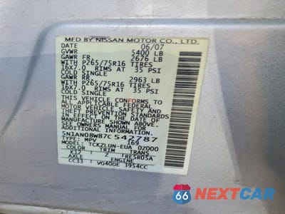 Zdjęcie 13 z 13 samochodu: 2007 NISSAN XTERRA X VIN:5N1AN08W87C542787 - miniatura