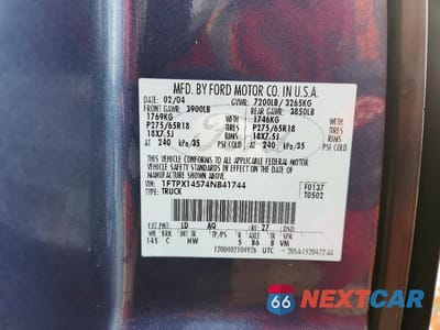 Zdjęcie 12 z 12 samochodu: 2004 FORD F150 VIN:1FTPX14574NB41744 - miniatura