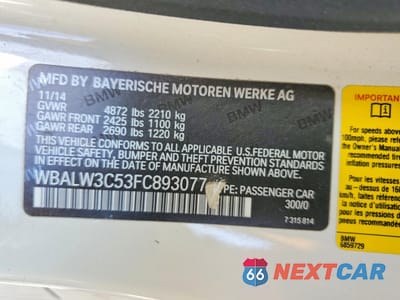 Zdjęcie 12 z 12 samochodu: 2015 BMW 640 I VIN:WBALW3C53FC893077 - miniatura