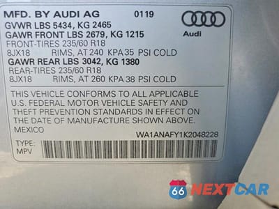 Zdjęcie 13 z 13 samochodu: 2019 AUDI Q5 PREMIUM VIN:WA1ANAFY1K2048228 - miniatura