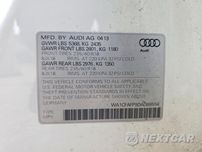 Zdjęcie 13 z 13 samochodu: 2013 AUDI Q5 PREMIUM VIN:WA1CFAFP9DA088594 - miniatura