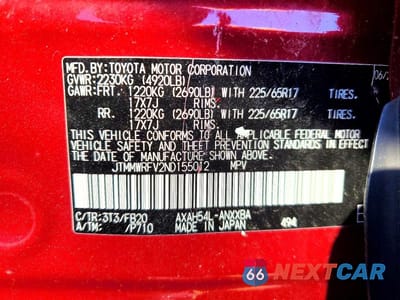 Zdjęcie 13 z 13 samochodu: 2022 TOYOTA RAV4 HYBRID LE VIN:JTMMWRFV2ND155012 - miniatura