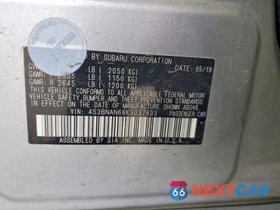 Zdjęcie 12 z 12 samochodu: 2019 SUBARU LEGACY VIN:4S3BNAN66K3037603 - miniatura