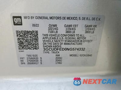 Zdjęcie 13 z 13 samochodu: 2022 CHEVROLET SILVERADO K1500 LT TRAIL BOSS VIN:3GCUDFED0NG574332 - miniatura