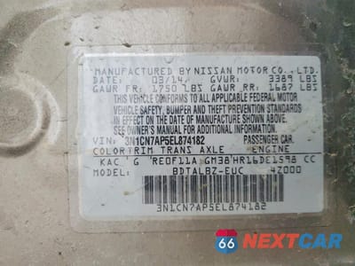 Zdjęcie 12 z 13 samochodu: 2014 NISSAN VERSA 1.6 SV VIN:3N1CN7AP5EL874182 - miniatura