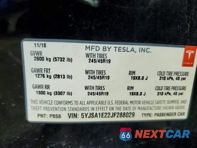 Zdjęcie 12 z 12 samochodu: 2018 TESLA MODEL S VIN:5YJSA1E22JF288029 - miniatura