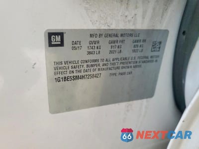 Zdjęcie 12 z 12 samochodu: 2017 CHEVROLET CRUZE LT VIN:1G1BE5SM4H7258427 - miniatura