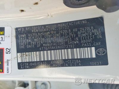 Zdjęcie 12 z 12 samochodu: 2022 TOYOTA CAMRY SE VIN:4T1G11AK6NU073192 - miniatura