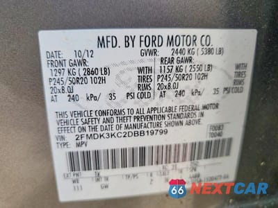 Zdjęcie 13 z 13 samochodu: 2013 FORD EDGE LIMITED VIN:2FMDK3KC2DBB19799 - miniatura