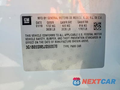 Zdjęcie 12 z 12 samochodu: 2018 CHEVROLET CRUZE LT VIN:3G1BE6SM5JS593578 - miniatura