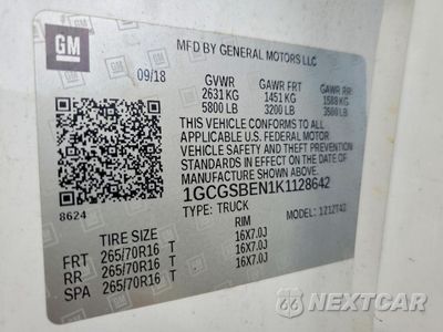 Zdjęcie 12 z 12 samochodu: 2019 CHEVROLET COLORADO VIN:1GCGSBEN1K1128642 - miniatura
