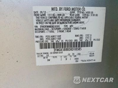 Zdjęcie 14 z 14 samochodu: 2013 FORD FLEX SE VIN:2FMGK5B88DBD18585 - miniatura