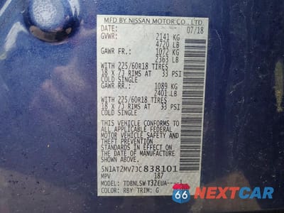 Zdjęcie 13 z 13 samochodu: 2018 NISSAN ROGUE S VIN:5N1AT2MV7JC838101 - miniatura