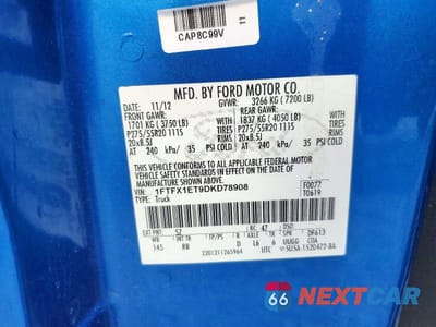 Zdjęcie 12 z 12 samochodu: 2013 FORD F150 SUPER CAB VIN:1FTFX1ET9DKD78908 - miniatura