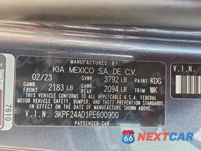 Zdjęcie 12 z 12 samochodu: 2023 KIA FORTE LXS VIN:3KPF24AD1PE600900 - miniatura