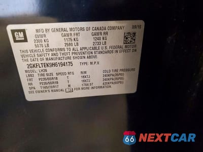 Zdjęcie 14 z 14 samochodu: 2017 GMC TERRAIN SLE VIN:2GKFLTEK9H6194175 - miniatura