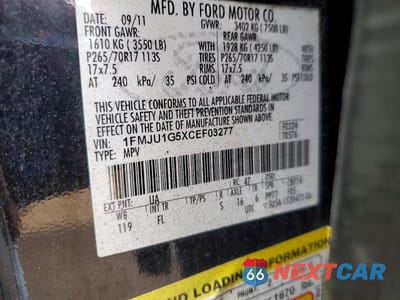 Zdjęcie 12 z 12 samochodu: 2012 FORD EXPEDITION XL VIN:1FMJU1G5XCEF03277 - miniatura