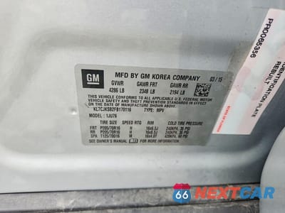 Zdjęcie 13 z 13 samochodu: 2015 CHEVROLET TRAX LS VIN:KL7CJKSB2FB170116 - miniatura