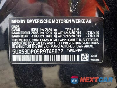 Zdjęcie 13 z 13 samochodu: 2024 BMW X3 XDRIVE30I VIN:5UX53DP09R9T48672 - miniatura