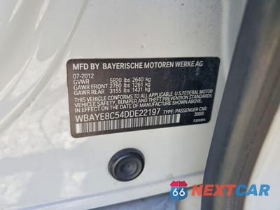 Zdjęcie 12 z 12 samochodu: 2013 BMW 750 LI VIN:WBAYE8C54DDE22197 - miniatura