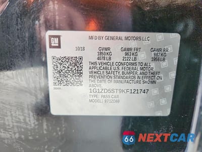 Zdjęcie 12 z 12 samochodu: 2019 CHEVROLET MALIBU LT VIN:1G1ZD5ST9KF121747 - miniatura