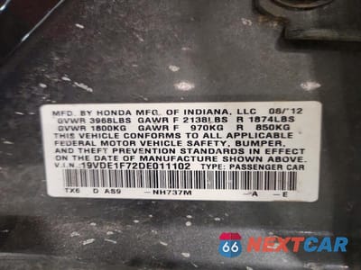 Zdjęcie 12 z 12 samochodu: 2013 ACURA ILX 20 TECH VIN:19VDE1F72DE011102 - miniatura