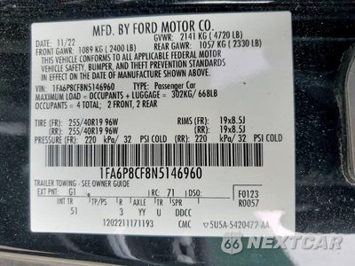Zdjęcie 12 z 12 samochodu: 2022 FORD MUSTANG GT VIN:1FA6P8CF8N5146960 - miniatura