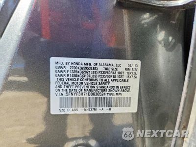 Zdjęcie 13 z 13 samochodu: 2013 HONDA PILOT EXLN VIN:5FNYF3H71DB030524 - miniatura