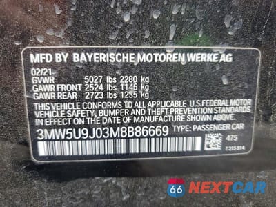 Zdjęcie 13 z 13 samochodu: 2021 BMW M340XI VIN:3MW5U9J03M8B86669 - miniatura