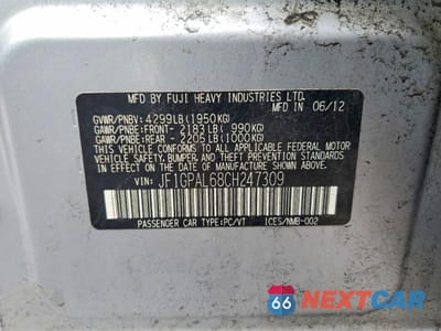 Zdjęcie 12 z 12 samochodu: 2012 SUBARU IMPREZA SPORT PREMIUM VIN:JF1GPAL68CH247309 - miniatura