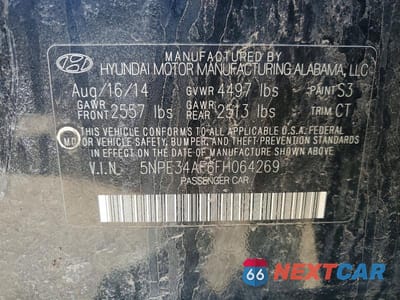 Zdjęcie 12 z 12 samochodu: 2015 HYUNDAI SONATA LIMITED VIN:5NPE34AF6FH064269 - miniatura