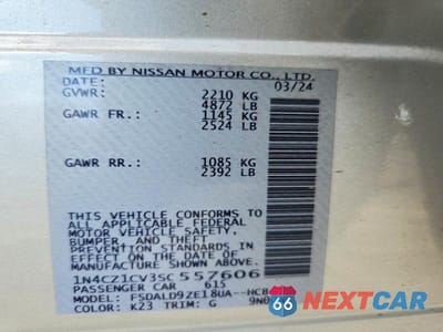 Zdjęcie 12 z 12 samochodu: 2025 NISS LEAF VIN:1N4CZ1CV3SC557606 - miniatura