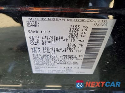Zdjęcie 14 z 14 samochodu: 2024 NISSAN MURANO SV VIN:5N1AZ2BS6RC119473 - miniatura