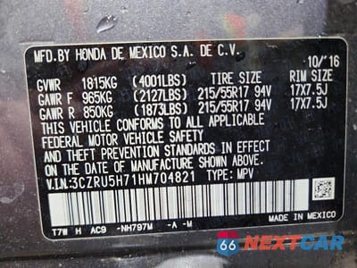 Zdjęcie 14 z 14 samochodu: 2017 HONDA HR-V EXL VIN:3CZRU5H71HM704821 - miniatura
